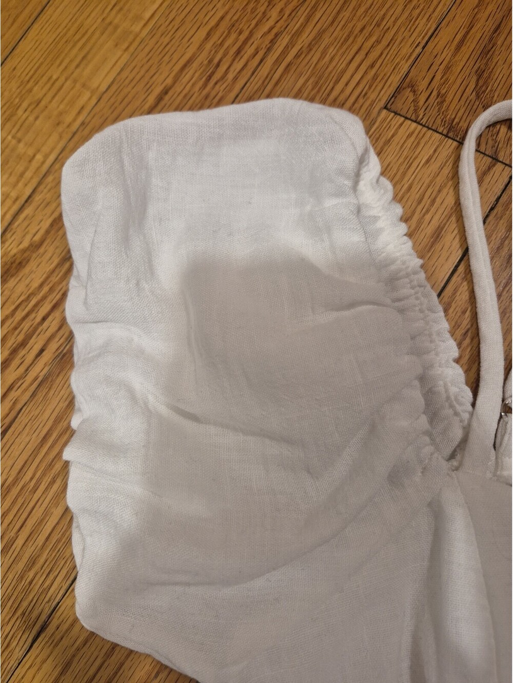 Moa Moa White Puff Sleeve Crop Blouse Women's Med. Peplum Smocked Cottagecore - Picture 4 of 9